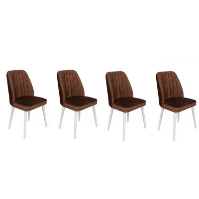 Set de scaune, Nmobb, Alfa-496 V4, Metal , Maro/Alb