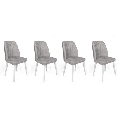 Set de scaune, Nmobb, Alfa-498 V4, Metal , Gri/Alb