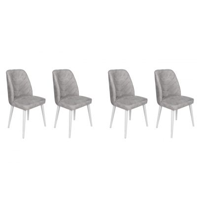 Set de scaune, Nmobb, Dallas-584 V4, Metal, Gri/Alb
