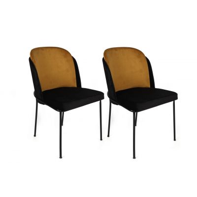 Set de scaune, Nmobb, Dore-142 V2, Metal, Mustar / Negru