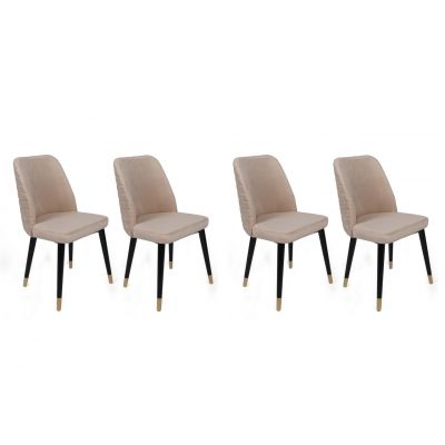 Set de scaune, Nmobb, Hugo-367 V4, Metal, Crem / Negru / Auriu