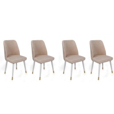 Set de scaune, Nmobb, Hugo-407 V4, Metal, Crem / Alb / Auriu