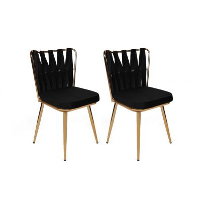 Set de scaune, Nmobb, Kuşaklı-211 V2, Metal, Negru