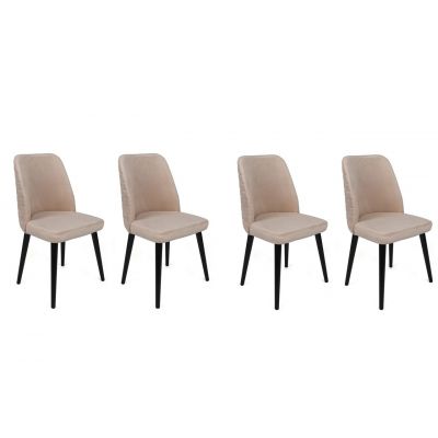 Set de scaune, Nmobb, Tutku-306 V4, Metal, Crem/Negru
