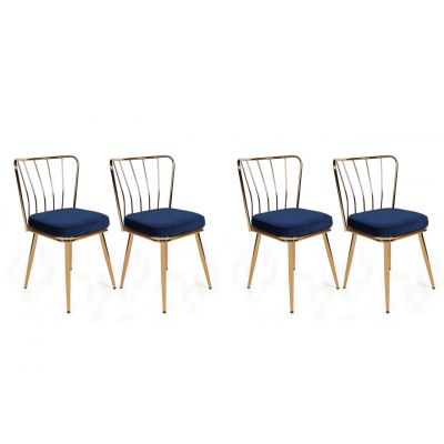 Set de scaune, Nmobb, Yıldız-924 V4, Metal, Albastru închis / Auriu /