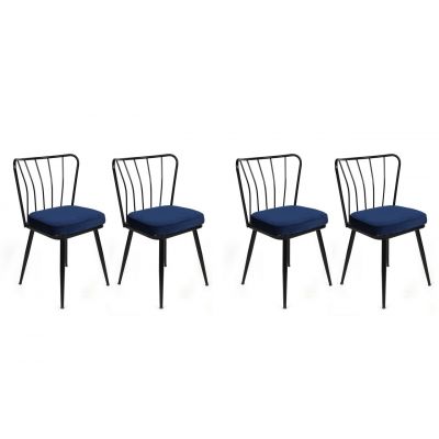 Set de scaune, Nmobb, Yıldız-944 V4, Metal, Albastru închis / Negru /