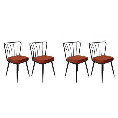 Set de scaune, Nmobb, Yıldız-945 V4, Metal, Tigla Roșu/Negru