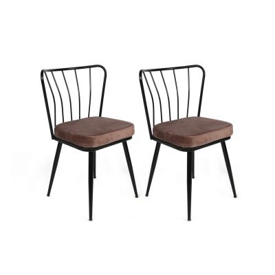 Set de scaune, Nmobb, Yıldız-947 V2, Metal, Maro deschis / Negru