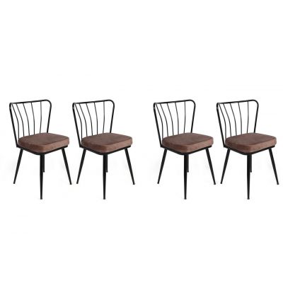 Set de scaune, Nmobb, Yıldız-947 V4, Metal, Maro deschis / Negru