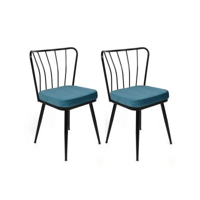 Set de scaune, Nmobb, Yıldız-952 V2, Metal, Albastru/Negru