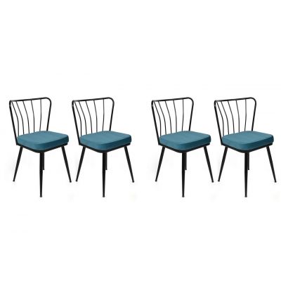 Set de scaune, Nmobb, Yıldız-952 V4, Metal, Albastru/Negru