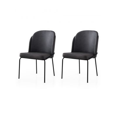 Set scaune 2 piese, Nmobb, Dore, Aur/Negru