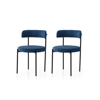 Set scaune 2 piese, Nmobb, Gını, Negru / Albastru închis