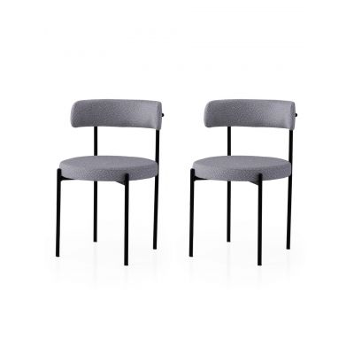 Set scaune 2 piese, Nmobb, Gını, Negru / Gri închis