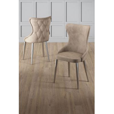 Set scaune 4 piese, Charlotte, Alpa, Cappuccino / Chrome