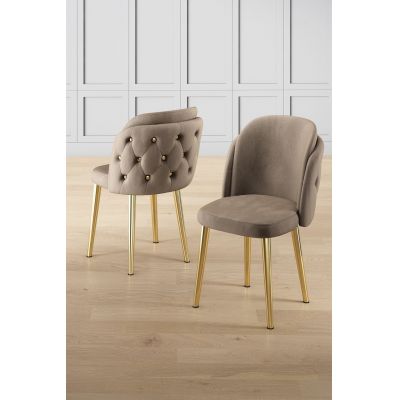 Set scaune 4 piese, Charlotte, Axle, Cappuccino / Aur