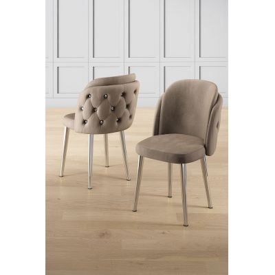 Set scaune 4 piese, Charlotte, Axle, Cappuccino / Chrome