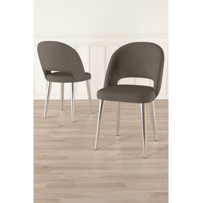 Set scaune 4 piese, Charlotte, Pane, Cappuccino / Chrome