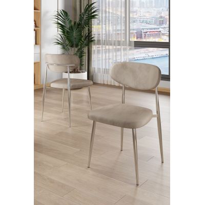 Set scaune 4 piese, Charlotte, Vina, Cappuccino / Chrome