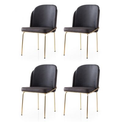 Set scaune 4 piese, Nmobb, Dore, Auriu / Maro