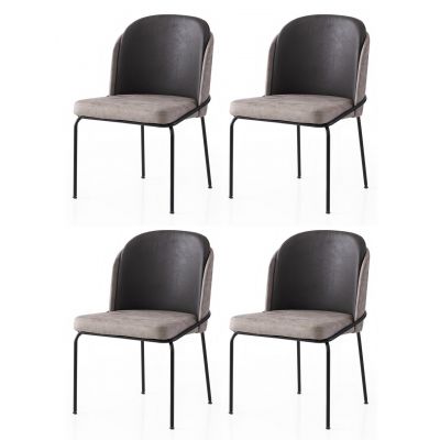 Set scaune 4 piese, Nmobb, Dore, Auriu / Negru / Gri