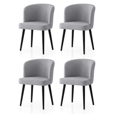 Set scaune 4 piese, Nmobb, Soft, Negru / Gri deschis