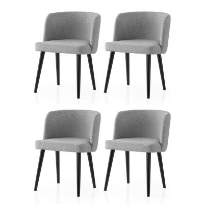 Set scaune 4 piese, Nmobb, Soft, Negru / Gri deschis