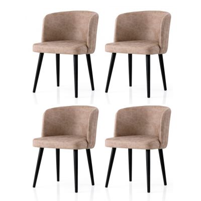 Set scaune 4 piese, Nmobb, Zen, Negru/Bej