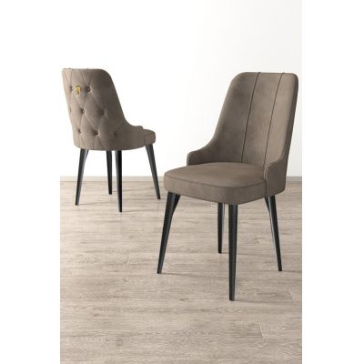 Set scaune (6 bucăți), Charlotte, Newa, Cappuccino / Negru