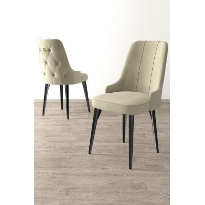 Set scaune (6 bucăți), Charlotte, Newa, Crem/Negru
