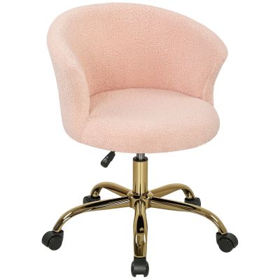 Vinsetto Fotoliu de birou, fotoliu ergonomic reglabil în înălțime, șezut rotativ, picior din oțel, roz | Aosom Romania