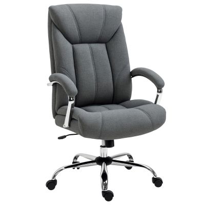 Vinsetto Scaun de birou cu funcție de balans, scaun ergonomic cu brațe capitonate, suport pentru cap ajustabil, scaun de birou rotativ cu spătar din nailon Gri 65 x 78 x 110-118 cm | Aosom Romania