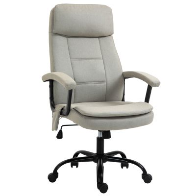 Vinsetto Scaun de birou cu funcție de masaj, scaun de gaming reglabil în înălțime cu funcție de masaj, scaun ergonomic de birou, scaun de masaj pentru coloana lombară cu senzație de in/out, Bej 63 x 70 x 112-121 cm | Aosom Romania