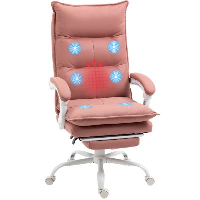 Vinsetto Scaun de birou cu masaj si incalzire, scaun de birou, inaltime reglabila, spatar inclinabil, 66x74x121,5cm roz | Aosom Romania