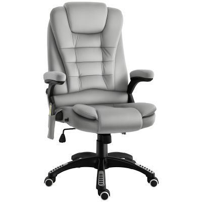 Vinsetto Scaun de birou cu masaj vibrator, Scaun ergonomic de birou cu funcție de încălzire, întindere, reglabil pe înălțime, scaun de director cu telecomandă, buzunar lateral, aspect de catifea, maro | Aosom Romania