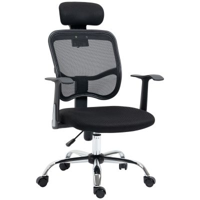 Vinsetto Scaun de Birou Ergonomic și Reglabil cu Tetieră, Negru | Aosom Romania