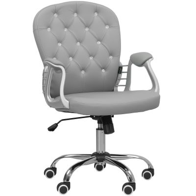 Vinsetto Scaun de birou, Ergonomic Scaun de birou cu braț, Spătar căptușit Gri deschis | Aosom Romania