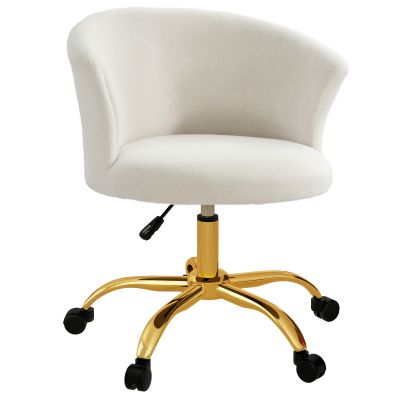 Vinsetto Scaun de birou, fotoliu de birou ergonomic reglabil în înălțime, șezut confortabil pivotant, picioare din oțel alb | Aosom Romania