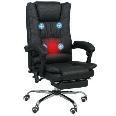 Vinsetto Scaun de masaj pentru birou cu funcție de masaj, inclusiv suport pentru picioare, reglabil în înălțime, 64 cm x 70 cm x 118 cm, Negru | Aosom Romania