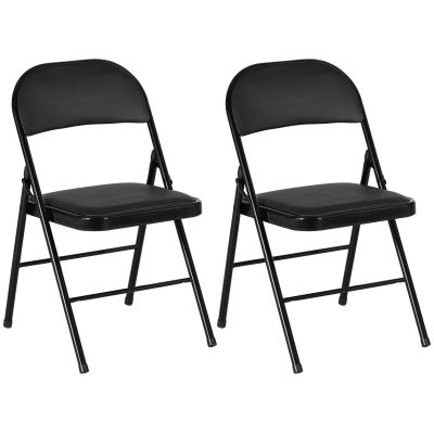 HOMCOM Lot de 2 scaune pliante scaune de dining portabile cadru din oțel dim. 45l x 46P x 78H cm negru | Aosom Romania