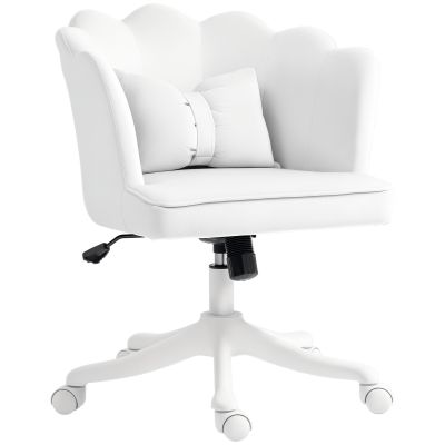 HOMCOM Scaun de birou cu design de petale de floare, pernă cu fundiță, bine tapițat, Alb | Aosom Romania