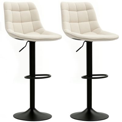 HOMCOM Scaune de bar moderne, Set de 2 scaune de bar pivotante cu spatar, reglabile in inaltime, cu suport pentru picioare, tapitate, Bej | Aosom Romania