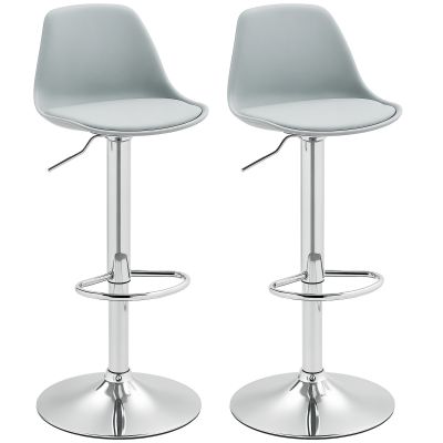 HOMCOM Set de 2 scaune de bar, Scaune de bar, Scaune rotative cu spătar, înălțime ajustabilă, capacitate de încărcare de până la 120 kg, 42 x 38 x 82-104 cm, Gri | Aosom Romania