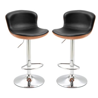 HOMCOM Set de 2 Taburet de Bar Design Contemporan Înălțime șezut reglabil 64-85 cm rotire 360° acoperire sintetică Negru Imitație Lemn | Aosom Romania HOMCOM Set de 2 Taburet de Bar Design Contemporan Înălțime șezut reglabil 64-85 cm rotire 360° acoperire sintetică Negru Imitație Lemn | Aosom Romania