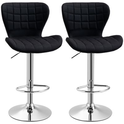 HOMCOM Set de 2 Taburete de Bar Design Contemporan Înălțime de șezut reglabilă 59-81 cm rotative 360° In Negru | Aosom Romania