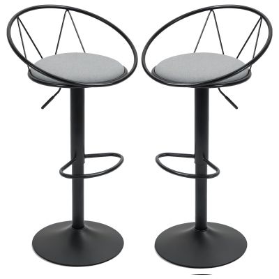 HOMCOM Set de 2 taburete de Bar Design neo-retro reglabil pivotant cu Suport pentru Picioare metal Negru Lână Gri | Aosom Romania