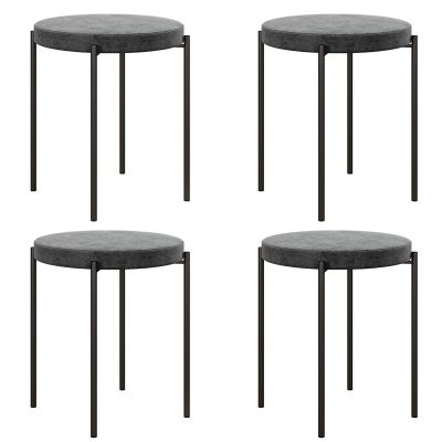 HOMCOM Set de 4 taburete de bucătărie, empilabile, stil catifea, până la 100 kg, cadru din oțel, 41,5 x 41,5 x 46 cm, Gri închis | Aosom Romania