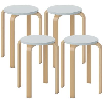 HOMCOM Set de Scaune Stivuibile pentru 4 Persoane, Scaune Moderne de Stivuire, Scaune Rotunde fără Spate, 40x40x45 cm, Lemn Natural | Aosom Romania HOMCOM Set de Scaune Stivuibile pentru 4 Persoane, Scaune Moderne de Stivuire, Scaune Rotunde fără Spate, 40x40x45 cm, Lemn Natural | Aosom Romania