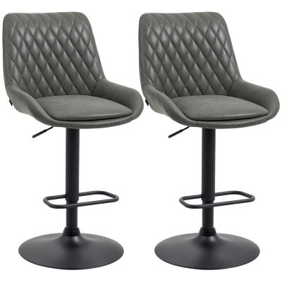 HOMCOM Tabureți de Bar Tabureti de Bucatarie, Design Tabureti de Inaltime, cu Suport pentru Picioare, 51 cm x 59 cm x 117 cm, Gri închis + Negru | Aosom Romania