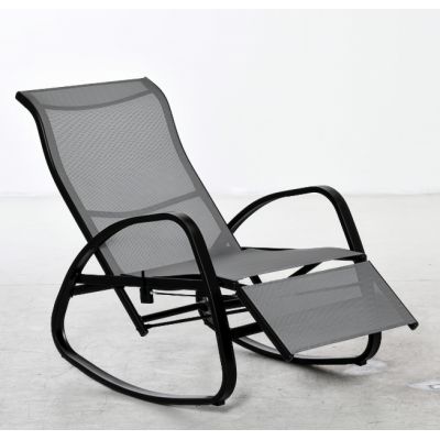 Outsunny Fotoliu suspendat Leagăn cu spătar și suport pentru picioare reglabil, pentru grădină, greutate suportată până la 160 kg, texteline gri 90 x 64 x 96,5 cm | Aosom Romania